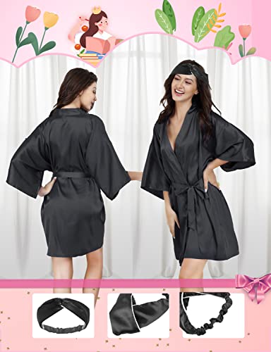 Image of EPLAZA 20 Pcs Bride Bridesmaid Robes Women Satin Robe Wedding Bridal Party | Soft satin silk, 3 /4 sleeve, lightweight breathable, fits 100-150lbs, ideal for wedding bachelor party