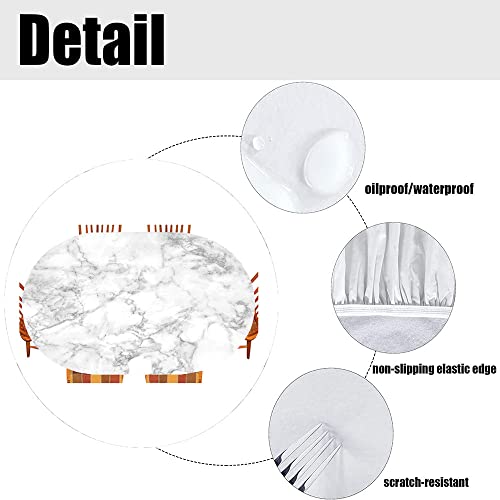 Esfvrg Marble Oval Fitted Tablecloth, Nature Granite Pattern With Cloudy Spotted Trace Effects Marble Image, For Kitchen Dining, Party, Holiday, Christmas, Buffet, Fits 48" X 68" Table, Grey Dust #TOP3