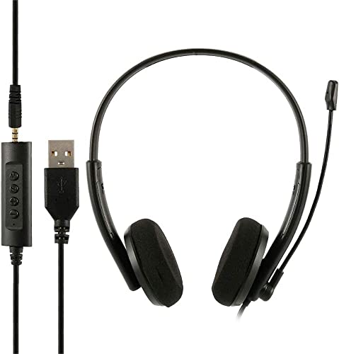 ヘッドセット ヘッドホン マイク付き USB 両耳 有線 軽量 通話 ビジネス 通勤 通学 ハンズフリー 通話 オンライン Web skype 会議 在宅勤務 トラック運転手 コールセンター ビデオチャット ヘッドフォン Android & iphone