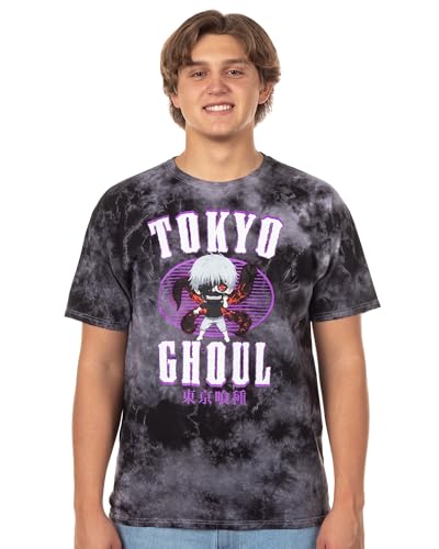 Tokyo Ghoul Anime T-Shirt Mens Chibi Ken Kaneki Rinkaku Kagune Tie Dye Short Sleeve Tee (XX-Large) Black