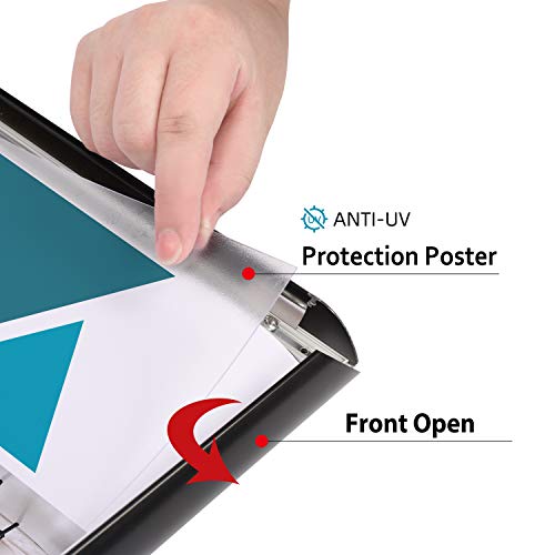 Adjustable Heavy Duty Pedestal Sign Holder Floor Stand, Sign Stand Poster Stand, Standing Floor, 8.5 X 11 Inch, Vertical & Horizontal View, Outdoor Standing Display Sign Holders Aluminum Black 2 Pack #TOP3