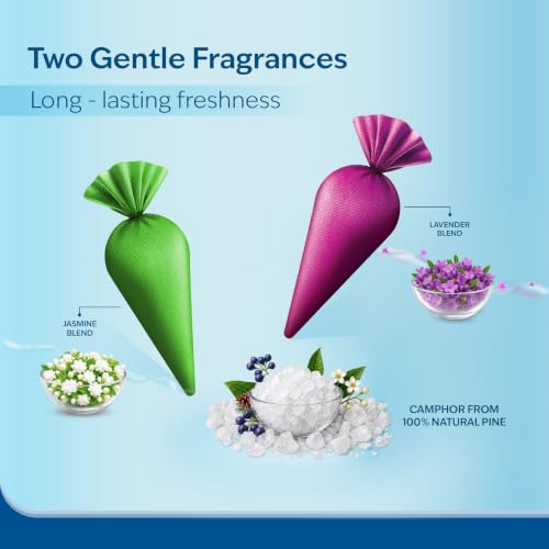 Image of CamPure Camphor Cone (1 Jasmine + 1 Lavender) Pack Of 2-100% Organic | Air Freshener For Car, Wardrobe, Office Cabin's, Drawers, Travel Bag & Bathroom