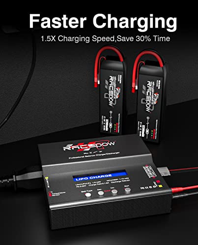 Racepow B6Ac Lipo Battery Charger,Universal For 1S/2S/3S/4S/6S/7.4V/11.1V/22.2V Rc Balance Battery Discharger For Rc Car Truck Fpv Racing Drone Boat Airsoft Gun Lipo Lilon Life Nicd Nimh Pb Battery #TOP2