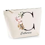 Trousse Catherine Lettre Fleur | Pochette Toilette Maquillage Idée Sac Cadeau