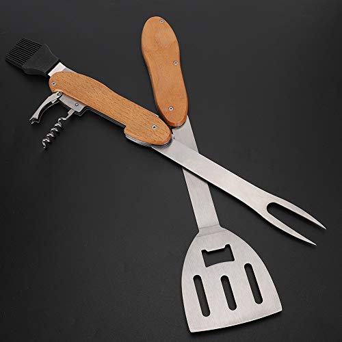 Ensemble d'outils de barbecue 5 en 1 multifonction en acier avec manche isolé