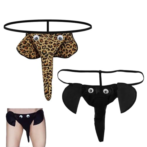 UIEXEA 2 Pièces Slip Elephant pour Homme Sous-vêtement pour Homme Éléphant Homme String Éléphant pour Hommes Taille Cadeaux pour Petit Ami