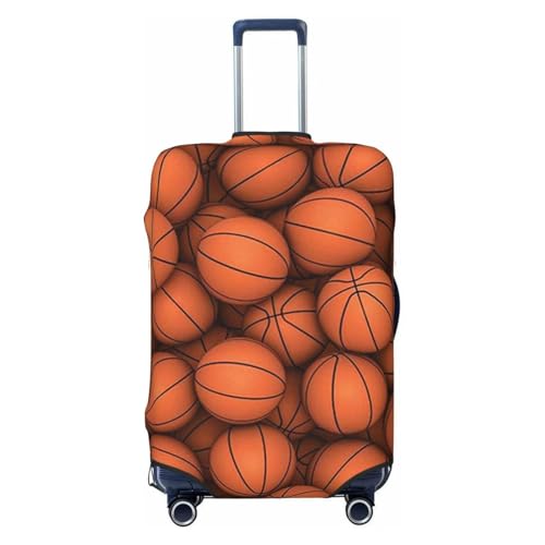 Basketball Orange Print Suitcase Cover Luggage Protector Washable Elastic Fashionable Travel Gear Cover