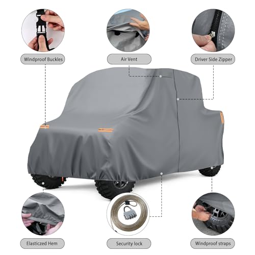 Image of Waterproof UTV Cover Compatible with Polaris General 2 Seats, 6 Layers All Weather Cover with Air Vents, Door Zipper and Windproof Buckles and Bands for Rain Snow Dust Protection