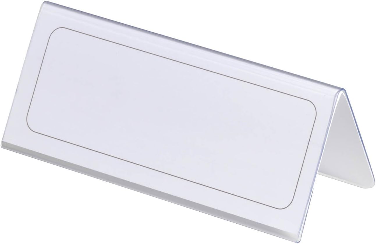 Durable 805019 Portanombres de mesa 61/122 x 150 mm, transparente con incrustación de papel blanco, 25 piezas