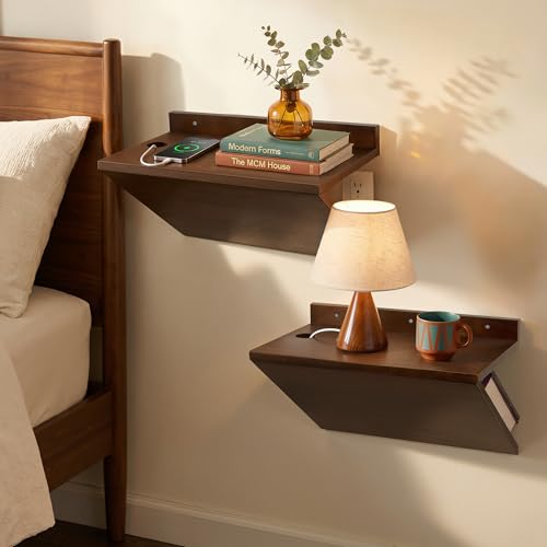Petrala Floating Nightstand Walnut Wood