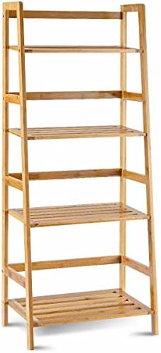 DefensDR Multifunctional 4 Shelf Bamboo Bookcase Ladder Plant Flower Stand Rack Storage Shelf Wall Shelves Book Shelf Bathroom Shelves Book Shelves Home Decor Clearance Bathroom Shelf Blanket Ladder
