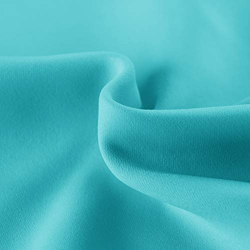 Image of IVAZA Living Room Bedroom Room Darkening Thermal Insulated Polyester Solid Blackout Curtain Noise Reducation Long Door Curtain 9 feet Set of 2(Aqua)