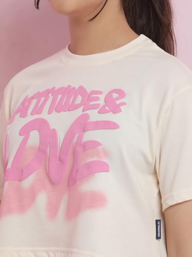 Image of Li'l Tomatoes Girls Crop T-Shirt | 100% Cotton | Graphic Printed Summer Top | Soft & Breathable Casual Wear | 7-16 Years