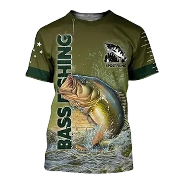 JIFENLI Hombre 3D Estampado Camiseta Pesca De Campo De Verano Top De Secado Rápido Camiseta De Hombre Estampada Casual Hip Hop Estampado En 3D Top De Manga Corta con Cuello Redondo