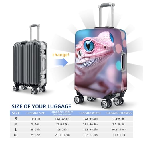 Pink Lizard Print Luggage Cover Elasticated Suitcase Covers TSA Approved Stylish Scratch Washable Resistant Case Protector for Kids and Adults4