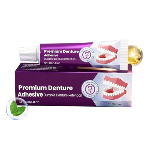 Adesivo per Dentiere | 40 g Cuscinetto Riparatore Sigillante Stabilizzatore | Crema Adesiva con Tenacia Elevata - Per Uomini Adulti Portatori Totali Parziali Casa Viaggio