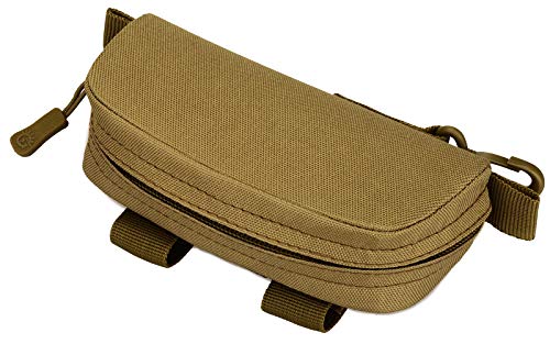 BlesMaller Funda táctica Molle para gafas de sol, bicicleta, resistente al agua, portátil, a prueba de golpes, marrón, large, Bolsillo adicional Cover