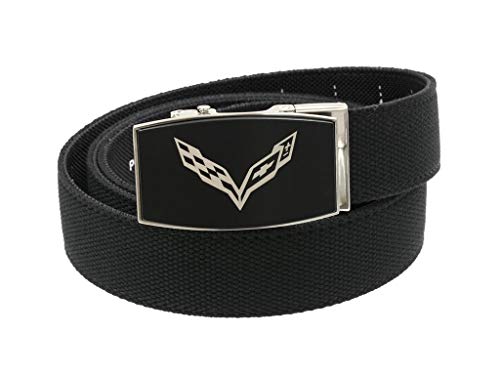 Corvette C7 Black Buckle Aston Black Belt - Nexbelt