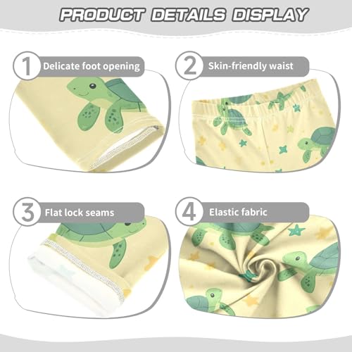 Turtle Cartoon Girls' Leggings Toddler Doodles Cute Kids Yoga Pants Dance Active Tights 4T3