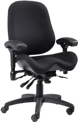 J2502 Black Fabric High Back Thoracic Support Task Ergonomic Chair with Arms, 22" Length x 21.50" Width Backrest, 23" Width Seat, Grade 3 Comfortek