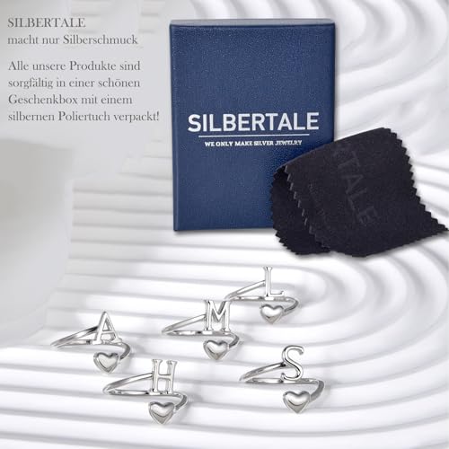 Bague cœur en argent réglable avec initiale pour le style quotidien - 6