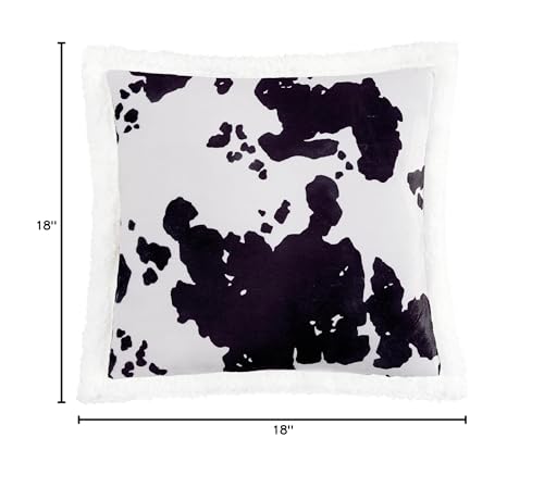 Image of Indigo Hill by HiEnd Accents Elsa Cow Print Black 18x18 Sherpa Throw Pillow