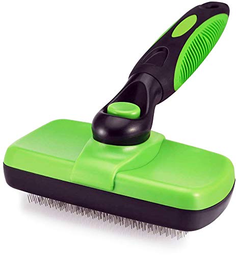 Self Cleaning Slicker Brush for Long Haired Dogs Retractable Grooming Dog Brush