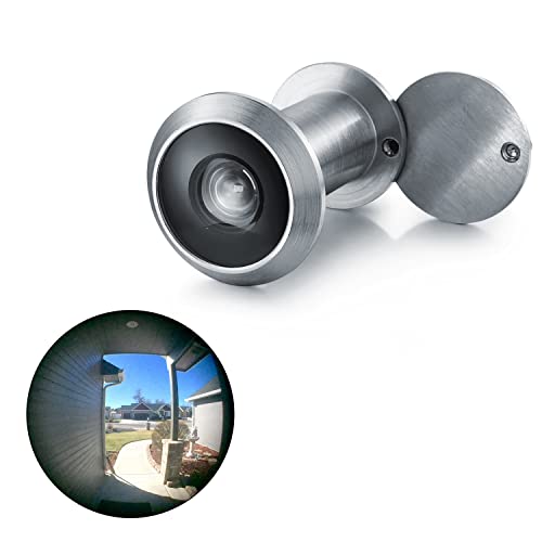 Image of TOGU TG2614YG-SPC Brass UL Listed 220-degree Door Viewer with Heavy Duty Privacy Cover for 1-3 /8 inch to 2-1 /6 inch Doors, Brushed Satin Chrome Finish