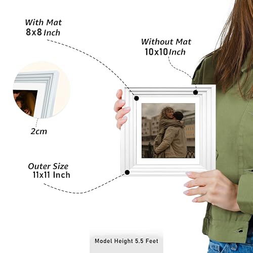 Image of Art Street Luxury Photo Frame for living room, Modern Step Design Photo Frames for Photograph, Art Work, Kids Room Set of 4 (10x10 Inch, White)
