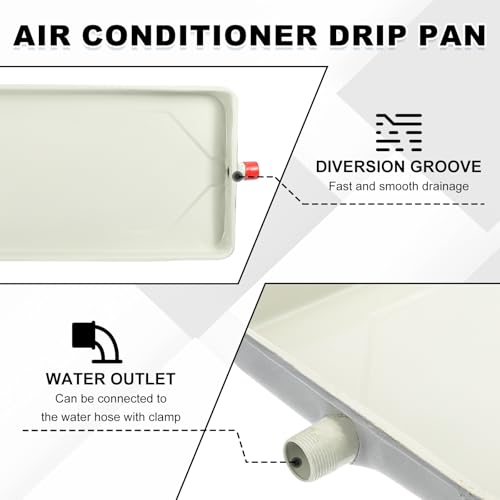 PATIKIL Klimaanlagen Auffangwanne 28 x 9 4 Zoll (71 x 24 cm) Universal Auffangwanne Aus Verzinktem Metall Mit Ablauföffnung Und Schlauch Für Split-Klimaanlagen Innen- Und Außenbereich