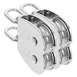TOPPERFUN 4pcs Heavy Duty Stainless Steel Pulley Block Rotating Hook for Lifting Rigging and Cargo Transport Single Pulley System for Construction Warehouse and Industrial Use