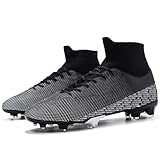 CLLYHHC Men's Soccer Cleats Lightweight Football Boots Breathable Professional Sneaker Sport Athletic Ground Shoes Black EU 44