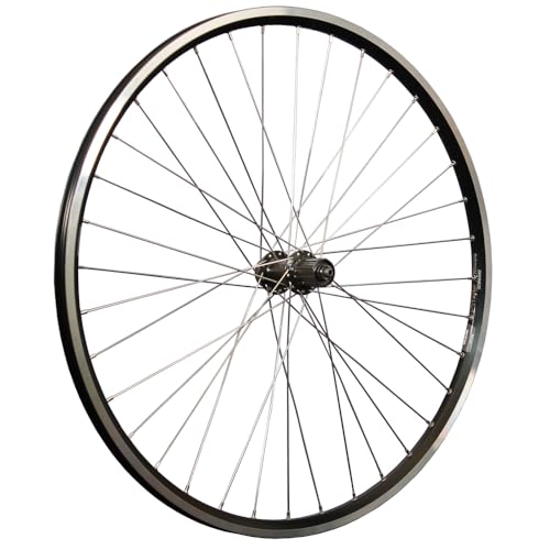  Ruota posteriore da 28 pollici, cerchio a doppia parete, con occhielli, Shimano FH-QC300, 7-11 velocità, QR, nera
