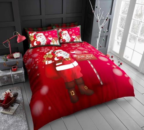 GC GAVENO CAVAILIA Juego de Ropa de Cama y Ropa de Cama de Papá Noel, Regalos Festivos, Juego de Ropa de Cama Doble, Funda de edredón de Invierno con Fundas de Almohada