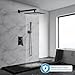 Baetuy Black Shower Faucet Set, Rainfall Shower System with Square Shower Head and Handle Set, Wall Mounted Shower Fixtures, Shower Valve and Trim Kit 12 inch Matte Black