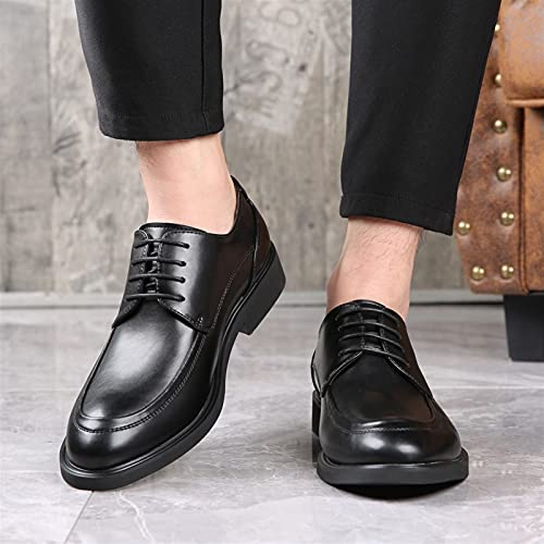 Single Season Formal Oxford Shoes for Men Lace Up Derby Shoes Apron Toe Burnished Toe PU Leather Slip Resistant Block Heel Anti-Slip Wedding Very Popular Among Young People2