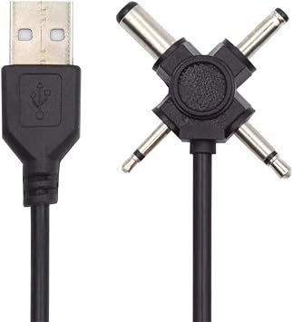 xiwai USB 2.0 Type-A Male to DC 5V 5.5x2.1mm 4.0x1.7mm Mono 3.5mm 2.5mm 4-in-1 Barrel Plug Power Splitter Connector Charge Cable