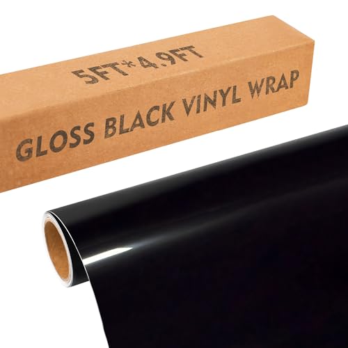 Image of Car Wrap Vinyl, 5ft x 4.9ft Gloss Black Vinyl Wrap for Cars Body Protection, Scratch Resistance with Air Release Technology (Gloss Black)