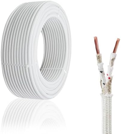KToyeang 18 Gauge 2 Conductor High Temperature Wire 25Ft, -76-932 ℉ 18 AWG Mica Fiberglass 2 Core Copper Wire Insulated Heat Resistant High Temp Flexible Cable for Lamp Boiler Heater Kiln
