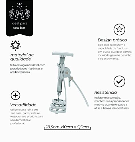 Mimo Style Saca Rolha Espiral no Estojo 18,5cm, Feito de Aço Inoxidável. Resistente e Durável, Produ