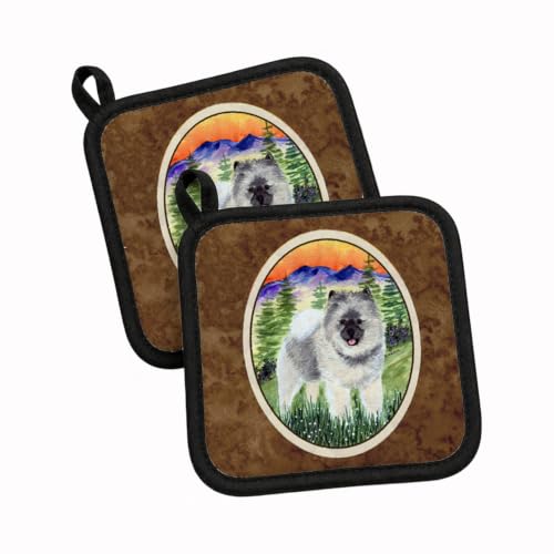 Caroline's Treasures SS8192PTHD Keeshond Pair of Pot Holders Kitchen Heat Resistant Pot Holders Sets Oven Hot Pads for Cooking Baking BBQ, 7 1/2 x 7 1/2