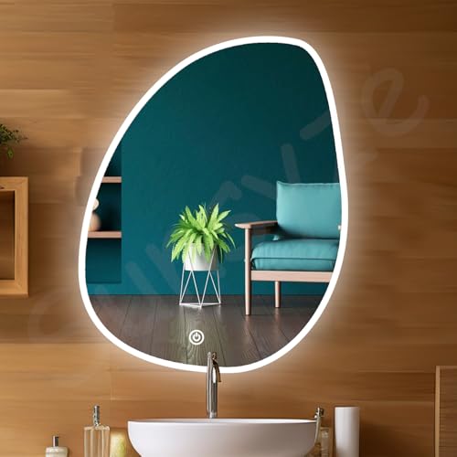 Image of Sunsyze Led Mirror for Bathroom| Mirror with Light Options (Warm,White and Natural) | Wall Mount Backlit Mirror in Unique Shape 24x30 inch