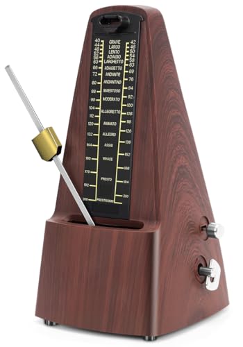 Metronomo, 21 * 11,5 * 10,5 cm, Metronomo Mecânico, 54 Minutos a 40 BPM, 12 Minutos a 208 bpm, Metronomo Mecânico Profissional para Piano, Violino, Guitarra, Bateria