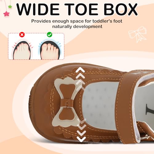 L-RUN Toddler Girl Mary Jane Dress Shoes Little Girls Uniform School Shoes Non-Slip Ballet Flats Flower Girls Shoes for Wedding Party Concert2