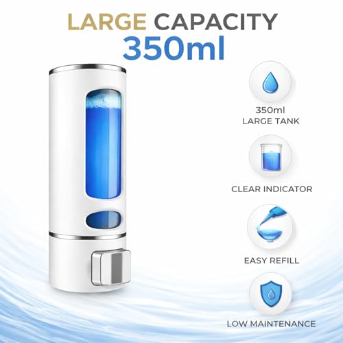 Image of ABS Liquid Soap Dispenser Wall Mounted for Bathroom & Wash Basin | Handwash Bottle Holder, Shampoo & Sanitizer Dispenser for Kitchen, Toilet & Shower Use (White)