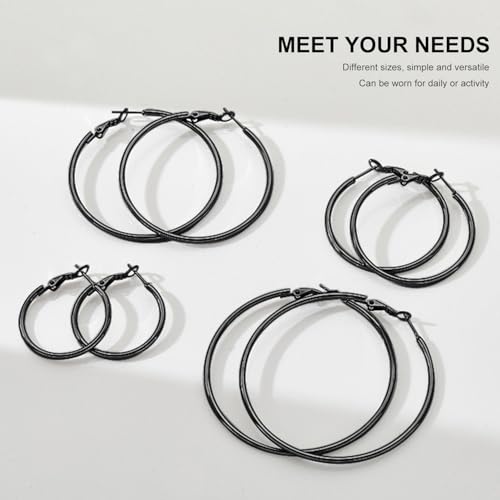 Image of 4 Pairs Silver Gold Hoop Earrings for Women | 14K Gold Plated Hoop Earrings Set Hypoallergenic Earring Lightweight Dangle Earrings Set