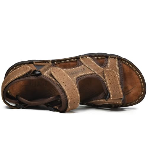 Image of Arkbird Men's Sandals, Premium Leather and Non-slip Rubber Soles Comfortable with Arch Support Outdoor Hiking Sport Summer Shoes Khaki 10