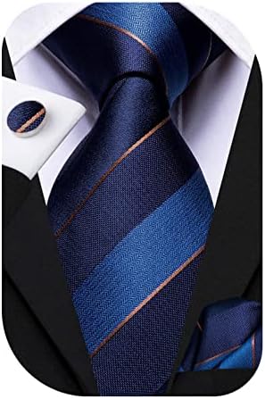 Hi-Tie Silk Paisley Necktie and Pocket Square Cufflinks Set