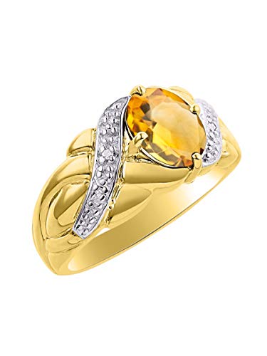 Bague topaze jaune citrine et diamant : bijou de naissance de novembre élégant pour femme