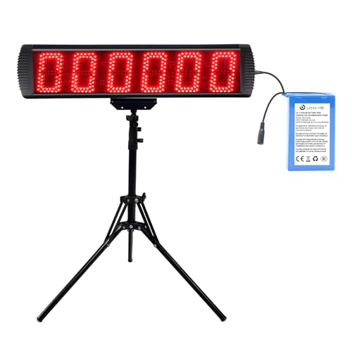 LUCKY TIME Race Timer Rechargeable Lithium Battery and Tripod,LED Digital Timer Counter for Race Event Running Marathon, 8000mAh Lithium Battery for Outdoor use